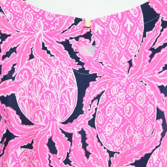 Lilly Pulitzer Waverly Top Pink Navy Coco Safari Women's Size Small H13478 - Picture 5 of 11